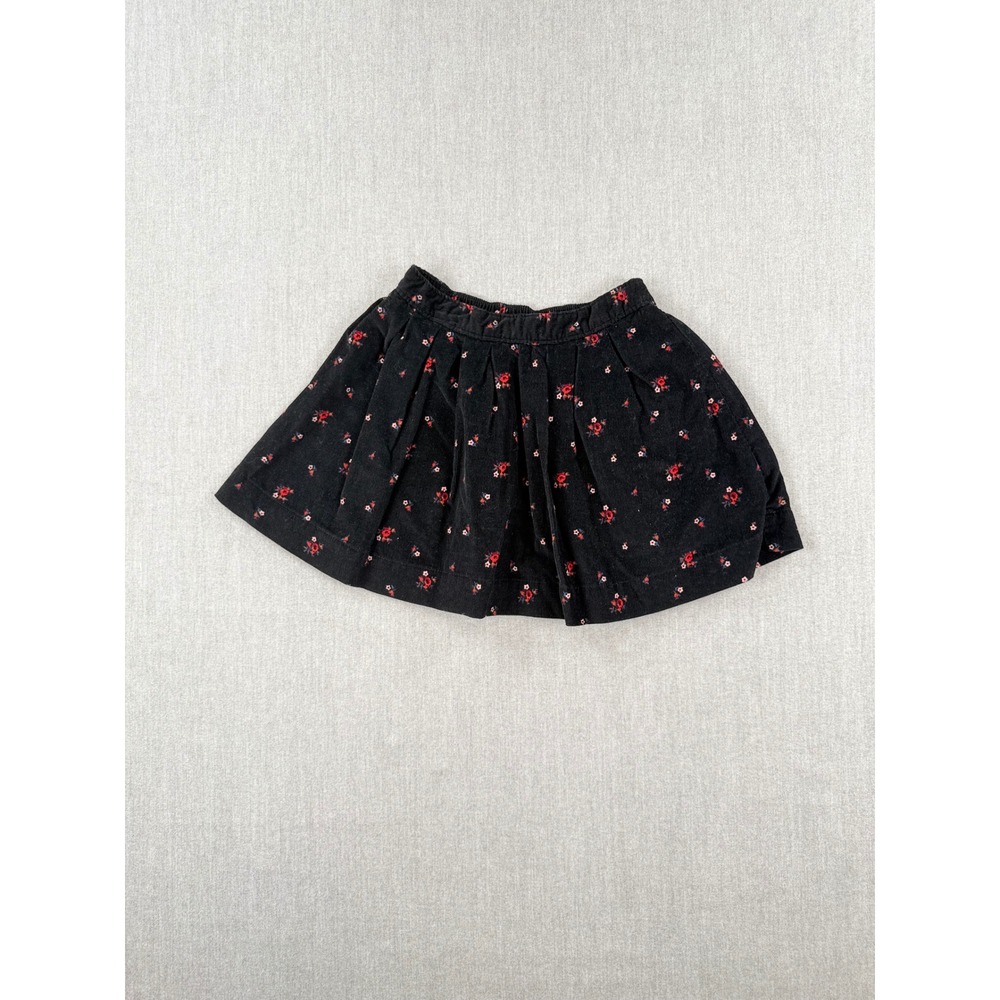 Baby Gap Toddler Girls Black Corduroy Ditsy Floral Pleated Skirt Size 3T